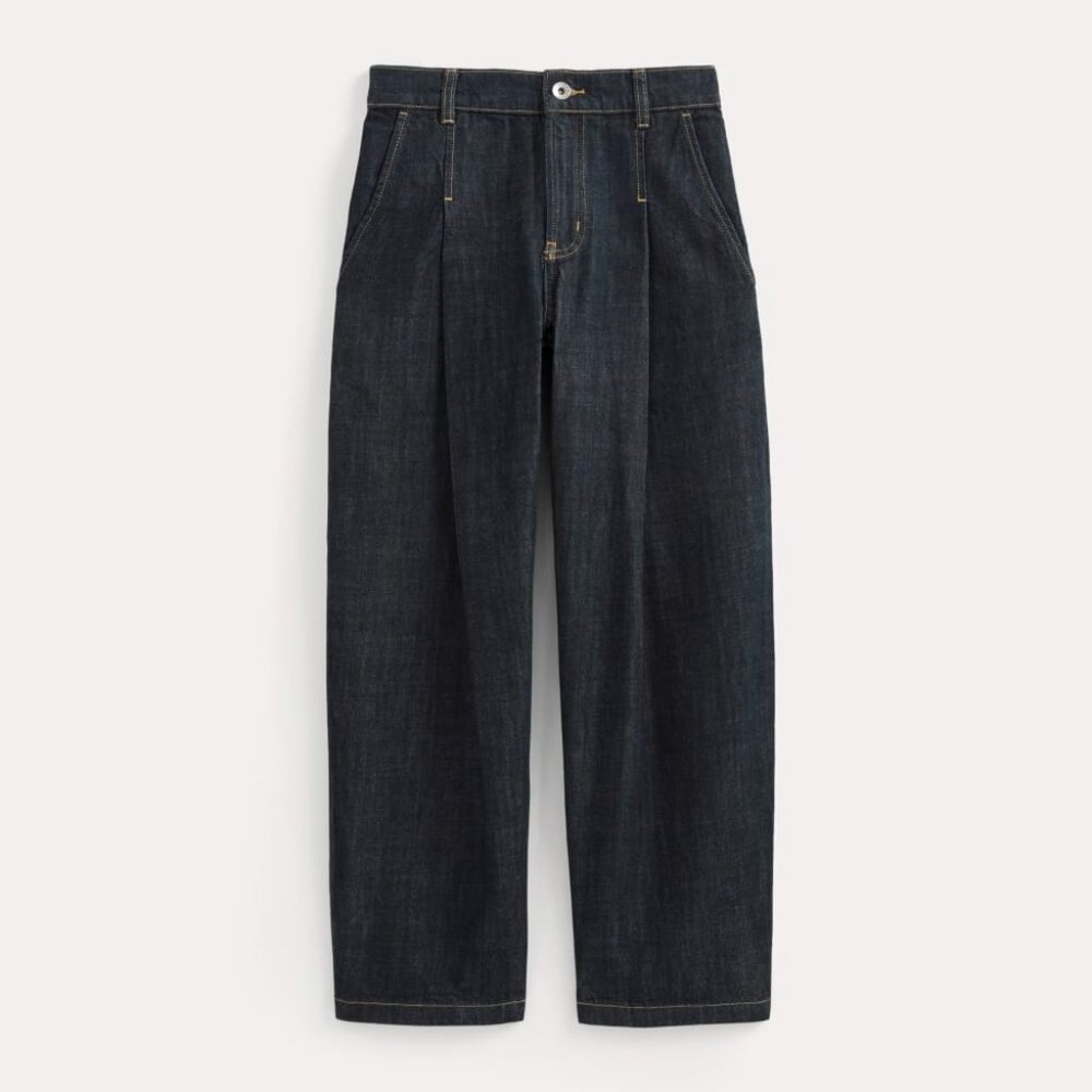 Everlane High Rise Pleated Jean, Dark Indigo - Size 29